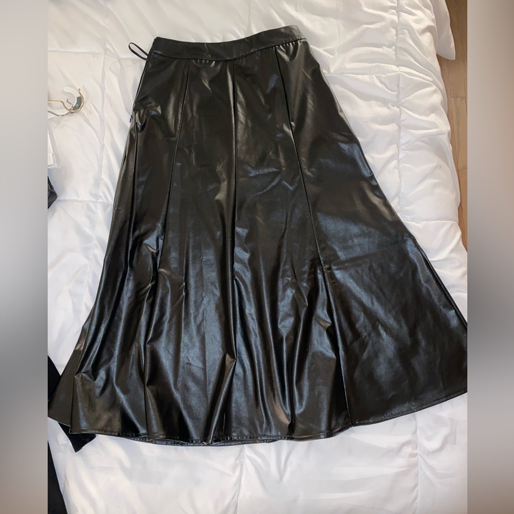 Faux Leather MIDI Skirt